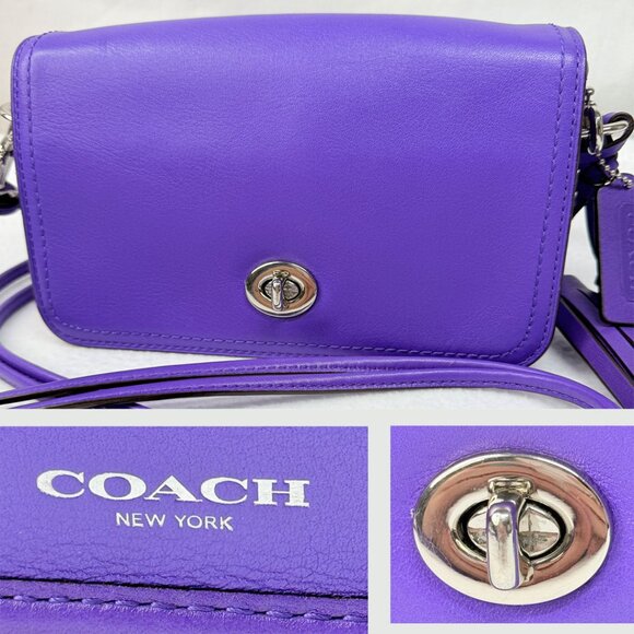 COACH Legacy Penny Ultra Violet Leather #19914 Crossbody Hang Tag and Tassel - Picture 2 of 11